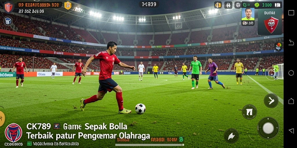 Screenshot gameplay CK789 menampilkan aksi sepak bola yang mendebarkan.