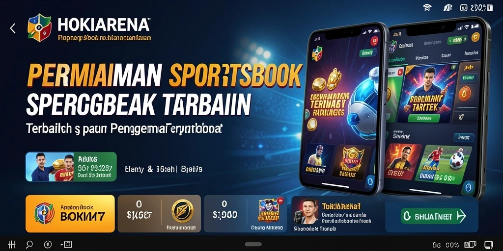 Tampilan grafis HOKIARENA dengan fitur taruhan olahraga.