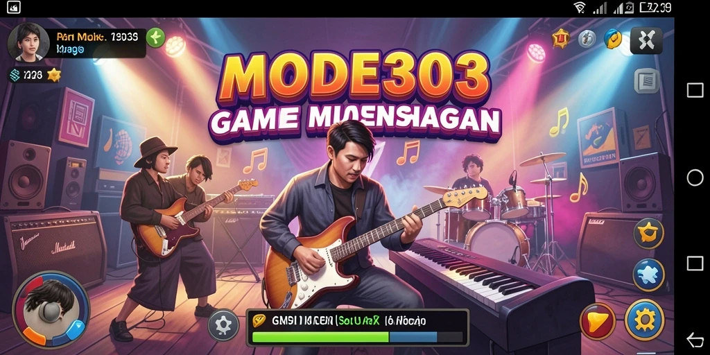 Screenshot utama MODE303 menunjukkan gameplay yang menarik dan interaktif.