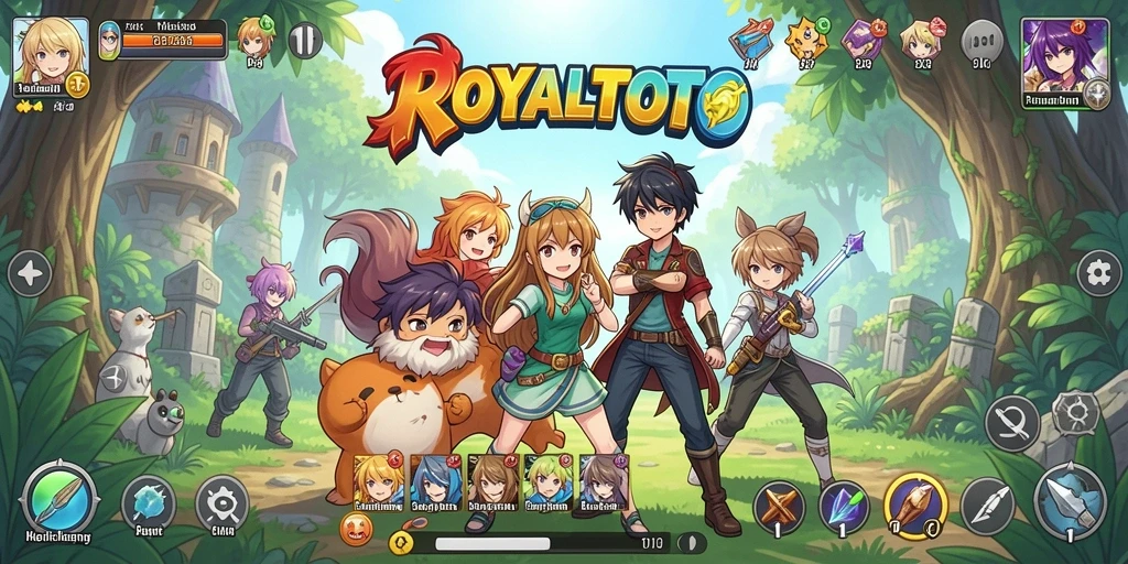 Tampilan gameplay seru di ROYALTOTO dengan karakter anime.