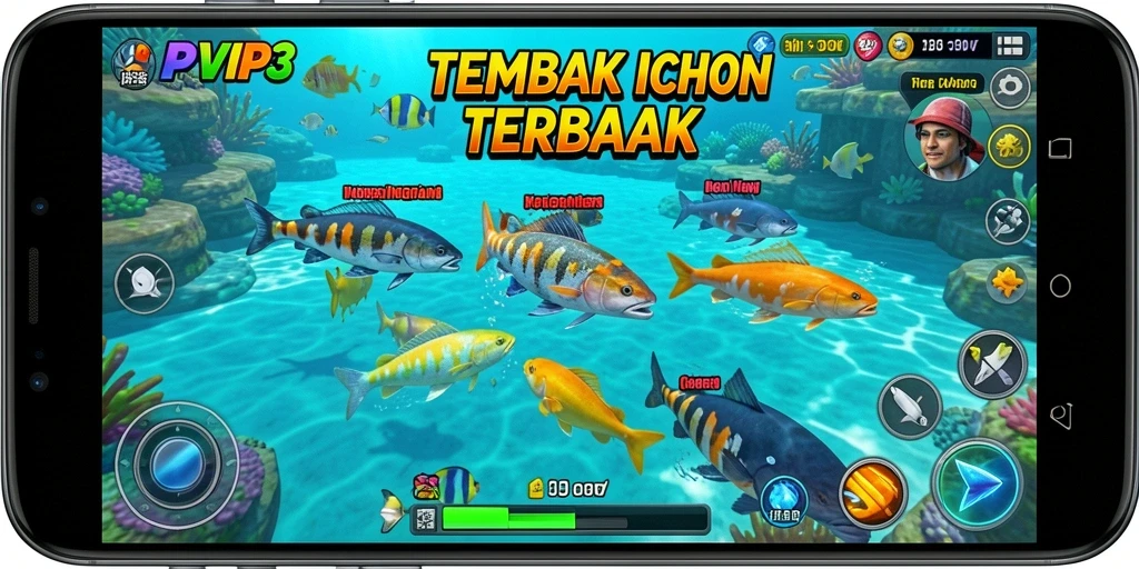 Screenshot gameplay RPVIP3 menampilkan aksi tembak ikan yang seru.