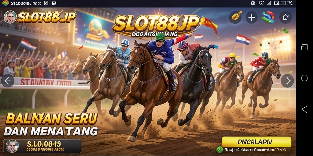 Tampilan menarik dari gameplay SLOT88JP dengan balapan yang seru.