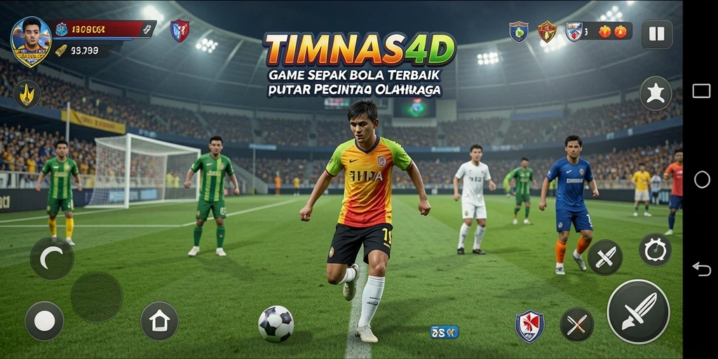 Tampilan gameplay TIMNAS4D dengan aksi sepak bola seru.