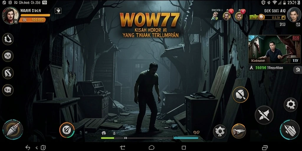 Screenshot gameplay WOW77 menampilkan suasana horor yang mendalam dan menegangkan.