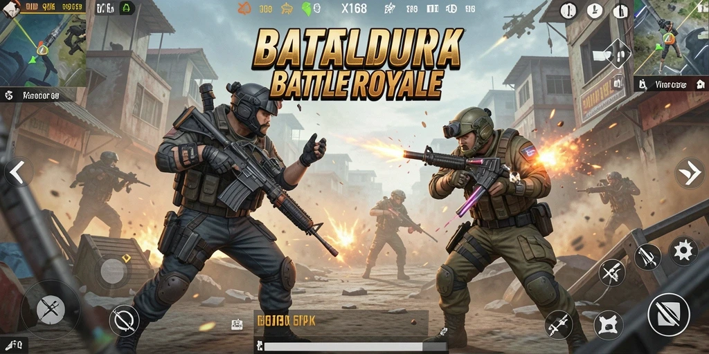 Tangkapan layar X168 menampilkan aksi seru dalam pertempuran Battle Royale.